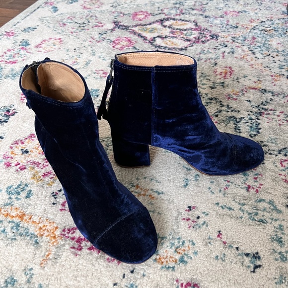 Madewell Shoes - Madewell Blue Velvet Booties